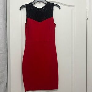 Elegant Red and Black Lace Dress